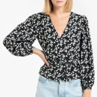 Blouse imprimée cache-cur FRANCE MARGUERITE Noir PETITE MENDIGOTE